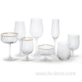 gold rimmed water juice wine highball glass